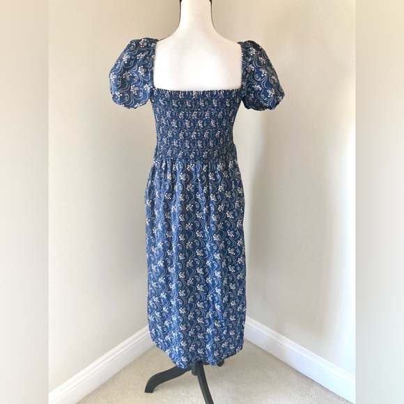 J. Crew Blue and White Puff Sleeve Dress - Picture 5 of 9